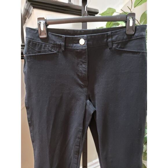 Chico's So Slimming Pants Women's Black Cotton Pockets Flat Front Skinny Leg M - Picture 2 of 11